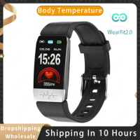 T1S Body Temperature Smart Bracelet Measure ECG Heart Rate Pressure Monitor Watch Weather Forecast Band Drink Remind Smartwatch