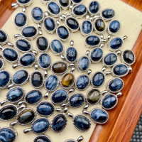 Natural Blue Pietersite Chatoyant Pendant Women Men 8x6mm Namibia Cat Eye Oval Beads Yellow Pietersite Jewelry AAAAAA