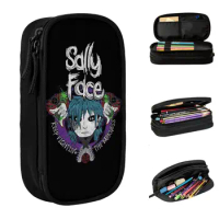 Lovely Sal Fisher Mask Gothic Game Pencil Case Sally Face Pencilcases Pen Box for Student Big Capacity Bags Office Stationery