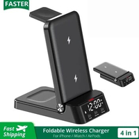 25W 4 in 1 Wireless Charger Stand Foldable For iPhone 14 13 12 11 Samsung Galaxy Watch 3 4 5 Pro Fast Charging Dock Station