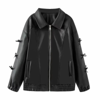 Namirazka - Jaket Kulit Leather Jacket Wanita PREMIUM Hitam