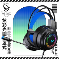 Veloz-炫彩光圈全罩式附麥克風電競耳機(Velo-46)/三入65折團購價