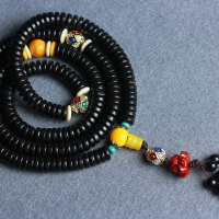 黑檀佛珠手串佛教用品手鏈檀香木手串紫光檀片珠民族風多圈手飾品