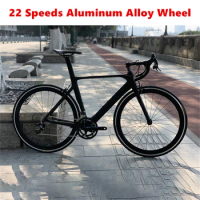 Carbon Fibre Road Bike Racing Hub Wheel 22 Speed 700C C-brake 11-28T Flywheel 50-34T Crankset 50mm Rim Hight Curved Handlebar