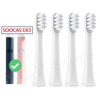 SOOCAS EX3เปลี่ยนหัวแปรงสีฟันสำหรับดังนั้นสีขาว EX3แปรงสีฟันไฟฟ้าทำความสะอาดลึกแทนที่หัวแปรงหัวฉีดที่มีฝาครอบ