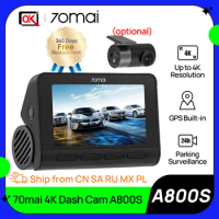 70mai Dash Cam 4K A800S HD resolution for Sony IMX415 Built-in GPS ADAS Ultra HD 2160P Resolution Support Front&amp;Rear DVR 140FOV