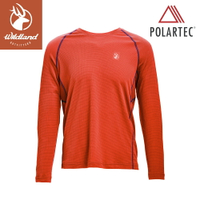 【Wildland 荒野 男 POLARTEC功能圓領長袖衣《橘紅》】P1610/T桖/運動衣/吸濕排汗/休閒衫