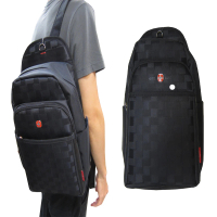 【OverLand】胸前包中小容量主袋+外袋共四層單左單右肩雙後背防水尼龍布+皮革材質水瓶外袋