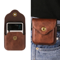 Mobile Phone Bag For Samsung Z Flip 6/ Flip 5/ Flip 4/ Flip 3 Cover Case Leather Motorola Razr 40 Ultra Pocket Belt Clip Holster