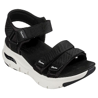 Skechers Arch Fit [119305BLK] 女 涼鞋 休閒鞋 步行 緩震 舒適 支撐 魔鬼氈 穿搭 黑白