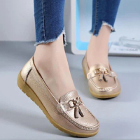 2023 Women Flats Dance Shoes Leather Breathable Moccasins Women Boat Shoes Ballerina Ladies Casual Shoes Sneakers Women Shoes