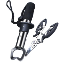 Sougayilang High Quality Fishing Pliers Stainless Split Ring Cutter Fishing Holder Tackle with Sheath&amp;Retractable Tether Combo