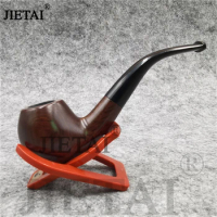 Durable Ebony Wooden Pipe Bent 9mm Filter Smoking Pipe Grinder Herb Tobacco Pipe Wood Smoking Accessory Tool Dropshipping