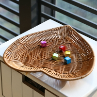 Kens創意心形果盤塑料藤編織糖果盒新年干果點心籃桌面雜物盤