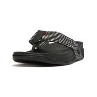 【FitFlop】【618優惠】SURFER MENS WEAVE-STRIPE TOE-POST SANDALS織帶條紋夾腳涼鞋-男(黑白色)