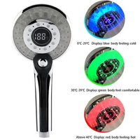 Led Shower Head Temperature Controlled And Negative Ion Filter For Water Bath Rain Shower 3Mode Showerhead &amp;Adjustable Top Spray