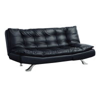 文創集 高曼黑透氣皮革展開式沙發椅/沙發床-195x91x94cm免組