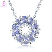 สร้อยคอเงินสเตอร์ลิง 925 (S925) จากแร่ธรรมชาติ สีหลากหลาย ทันซาไนต์ อควาเมริน ไรสโดไลต์ กรัเนต โครมไ