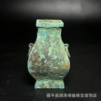 Han Dynasty Antique Pot Square Bottle Antique Collection Antique Bronze Ware Ornaments Old Ancient Objects Bronze Square Pot