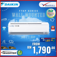 [RM200 E-REBATE] Daikin Inverter FTKP-Series Wall Mounted 1.0HP - 2.5HP R32 Aircond 5 Star ⭐