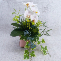 【HUGO DECO 榆果傢飾】粉蝴蝶蘭皮革盆香氛花禮(擬真花/花禮/永不凋零/佈置)