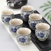 功夫小茶杯陶瓷茶盞茶碗家用品茗杯紫砂主人杯青花瓷泡茶白瓷骨瓷