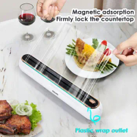 Cling-Film Cutter Wall Mount Hidden Blade Magnetic Wrap Dispenser Large Roll Disposable Plastic Wrap Cutting Box Kitchen Tool
