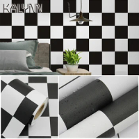 Black White Mosaic Self-Adhesive Wallpaper 5Mx60cm Vinyl Contact Paper for Living Room Kids Bedroom Kitchen Decoration Stickers
