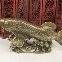 China brass recruit wealth Golden arowana crafts statue