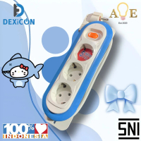 Stop Kontak Dexicon 3 Lubang + Kabel 3 meter / 5 meter switch On/Off Khusus Warna Biru