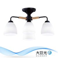 【大巨光】工業風-E27 3燈 5W 1燈半吸頂燈-中(MF-2121)