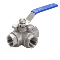 1pc Female 3 Way T-type L-type 304 Stainless Steel Ball Valve DN8 DN10 DN15 DN20 DN25 Freeshipping