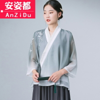 佛系禪意女裝秋茶服中國風漢服元素改良上衣茶藝師服裝女唐裝套裝