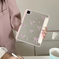 Pink Bow Mirror Tablet Case for Apple IPad Pro 11 Inches 9th 10th 7th 8th 9.7 6th Air 5 4 10.9 Inch Case with Pencil Slot Holder