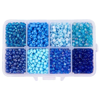 Transparent Round Glass Seed Beads 4MM Multicolor Box Set