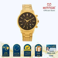 Mirage Jam Tangan Pria Analog 8789 M Gold Original Stainless Plat Hitam