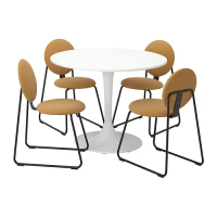 DOCKSTA/MÅNHULT 餐桌附4張餐椅, 白色 白色/hakebo 黃棕色, 103 公分