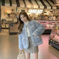 秋冬新款仿羊羔毛皮草外套韓版寬鬆小個子保暖短款上衣女時尚