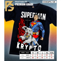 PG 126 Superman x Krypto ซุปเปอร์แมน คริปโต เสื้อยืด ลายหนัง สีดำ สกรีนแน่น ผ้านุ่ม cotton100% S-XXL