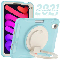 For ipad Mini 6 8.3'' 2021 Case Shockproof Silicon PC 360° Rotating Adjustable Kickstand Portable Tablet Cover For iPad Mini6