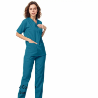 Doctor's Scrub/Set Baju Celana Jaga OKA OK Perawat/Dokter Lengan Pendek Seragam Wanita Katun Blazer 