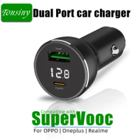 Supervooc Car Charger for OPPO Find X5, 65W Warp usb cigarette lighter adapter for OnePlus 11, 12V/24V Usb socket for Realme