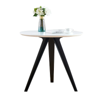 【AT HOME】2.7尺白色圓型休閒桌/洽談桌/工作桌/餐桌 現代簡約(露比)