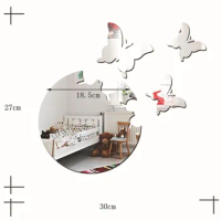 Useful Wall Stickers Acrylic Bedroom Butterfly shaped Decoration Home Living room Mirror Set Silver Wall Sticker