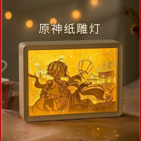 原神週邊紙鵰燈魈散兵萬葉鍾離神裏綾華定製燈光畵小夜燈生日禮物