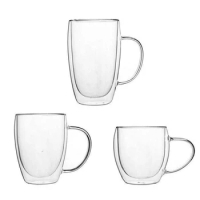 Glass Coffee Mugs with Handle Clear Double Wall Glass Coffee Cups for Espresso Hot Beverage