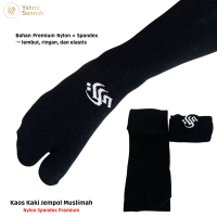 Yahmi Sunnah Kaos Kaki Jempol Muslimah Panjang Polos Hitam Pekat Bahan Nylon Spandex Premium Wanita