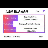 Ijen Blawan Arabica Ijen Blawan Natural Anerob 100Gr Dari Ijen East Java Rasa Orange Starfruit Cherr