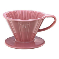 金時代書香咖啡 TIAMO V01花漾陶瓷咖啡濾器組 (粉紅)附濾紙量匙滴水盤  HG5535PK