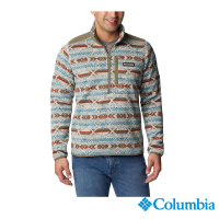 【Columbia 哥倫比亞 官方旗艦】男款-Sweater Weather™半開襟刷毛上衣-幾何印花(UAE67530ZGE/HF)